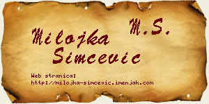 Milojka Simčević vizit kartica